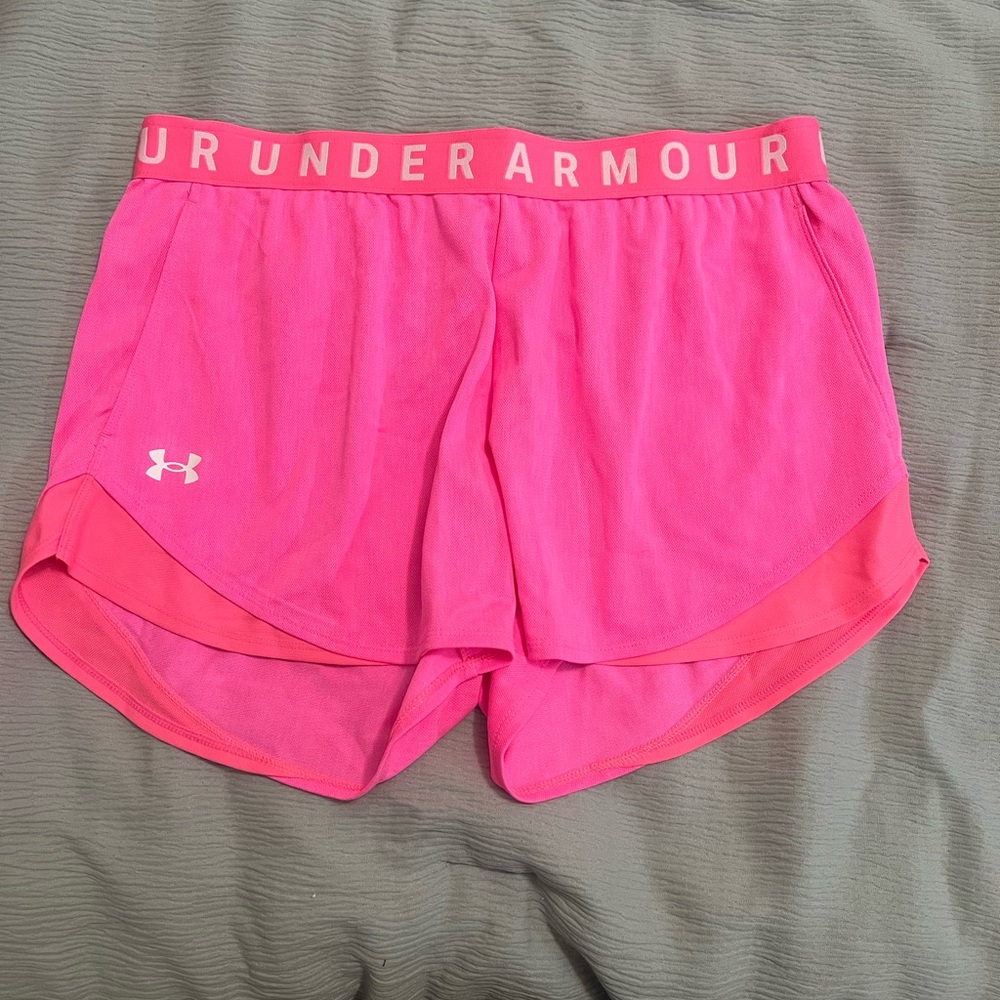 Pink under armour shorts